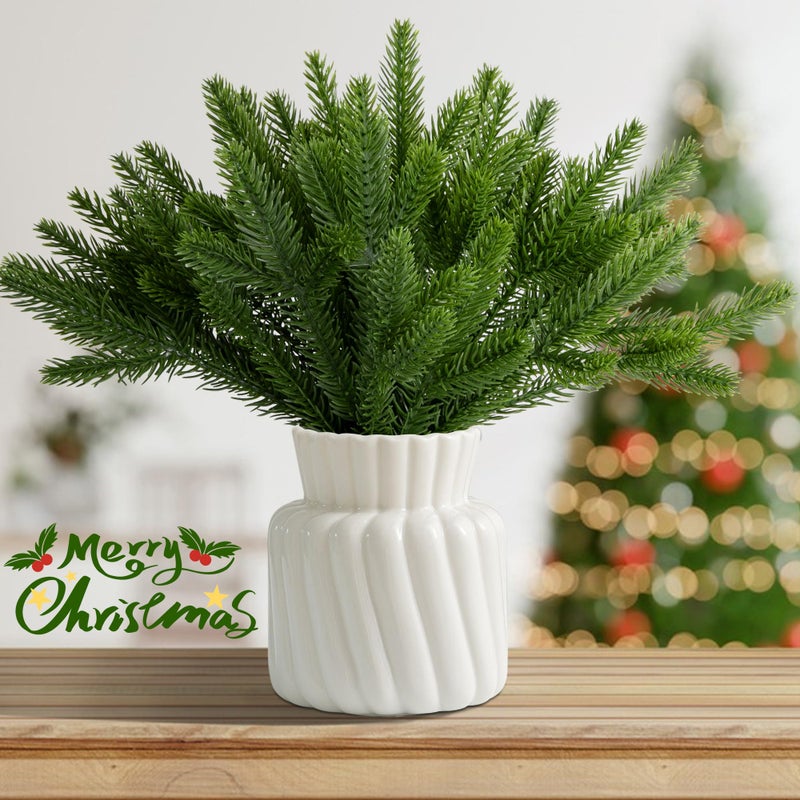 Alpurple 45 Packs Artificial Pine Needles Branches Garland- 10.2 x 2.5 Inch Green Plants Pine Needles- Fake Greenery Pine Picks for Christmas Garland Wreath Home Garden Decoration - Image 4